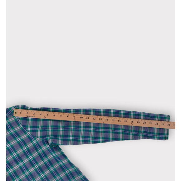 J.Crew Boy Fit Plaid Flannel Shirt Green Blue 4 - Picture 9 of 10